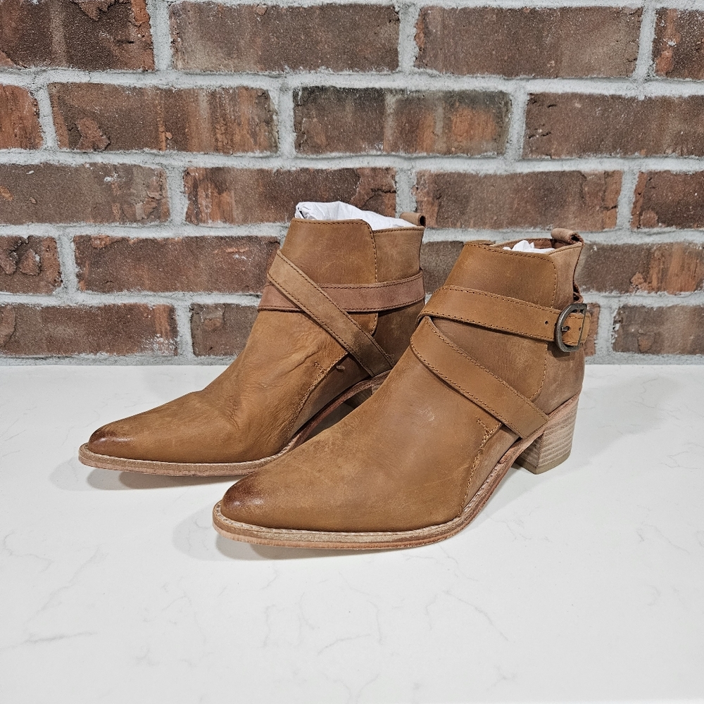 New Free People Back Loop Leather Ankle Boots EU 38 US 7.5